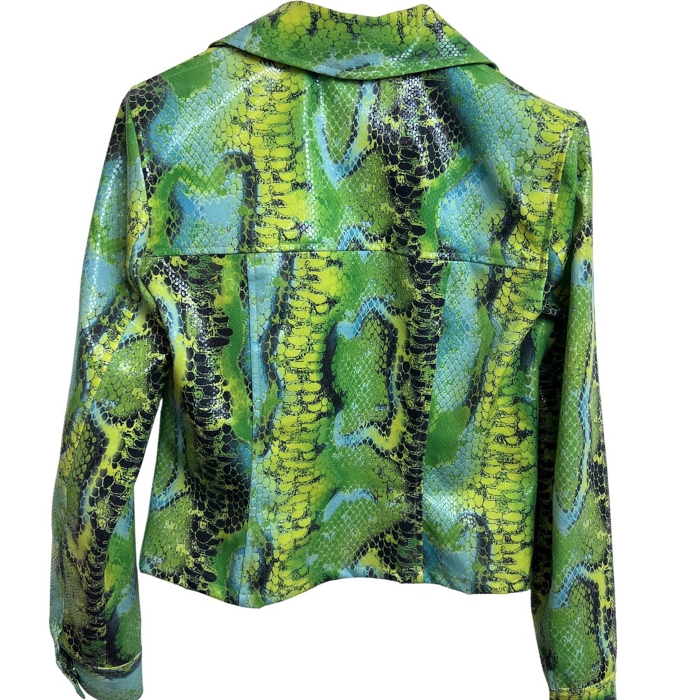 Renfrew Womens Green Snakeskin Print Cropped Jacket XS USA Bold Edgy Eclectic - Picture 6 of 9